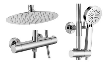 Aquarius RainLux Cool Touch Exposed Adjustable Height Round Shower Chrome
