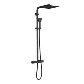 Aquarius RainLux Cool Touch Exposed Adjustable Height Square Shower Black AQRL18K
