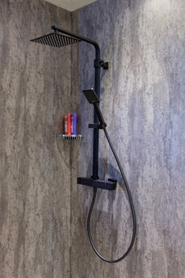 Aquarius RainLux Cool Touch Exposed Adjustable Height Square Shower Black AQRL18K