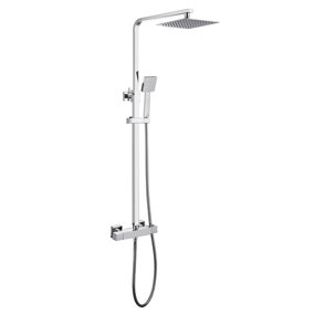 Aquarius RainLux Eco Square Adjustable Exposed Bar Shower System Chrome
