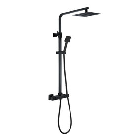 Aquarius RainLux Eco Square Adjustable Exposed Bar Shower System Matt Black