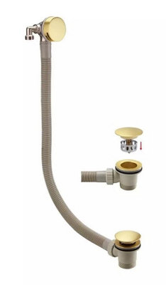 Aquarius RainLux Round Brushed Brass 2 Outlet Overflow Filler Shower Bundle - 5