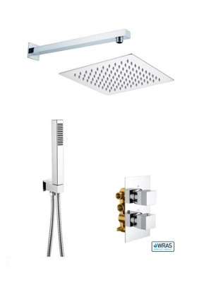 Aquarius RainLux Square Chrome 2 Outlet Shower Bundle