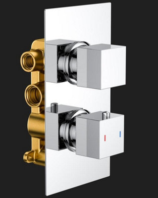 Aquarius RainLux Square Chrome 2 Outlet Shower Bundle