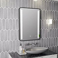 Aquarius Reflect 500 x 700mm Rounded LED Mirror with Black Trim AQRF0128