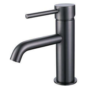 Aquarius RF-Series Cold Start Mono Basin Mixer Tap inc Waste Gunmetal Grey