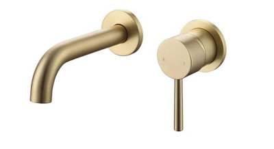 Aquarius RF-Series EZ-BOX Wall Mounted Basin Mixer Tap Brushed Brass - 3