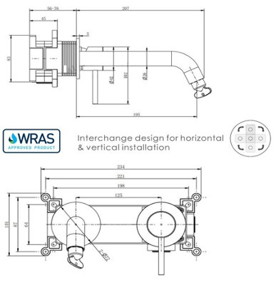 Aquarius RF-Series EZ-BOX Wall Mounted Basin Mixer Tap Chrome - 4