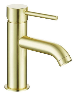 Aquarius RF-Series Mini Mono Basin Mixer Tap inc Waste Brushed Brass