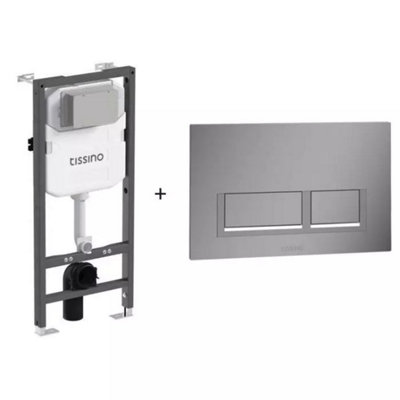 Aquarius Rocco 1140mm Wall Hung Toilet Fixing Frame with Chrome Square Flush Plate DIY at B&Q