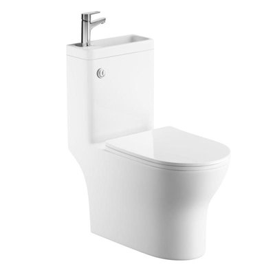 Aquarius SpaceSaver Integrated Round Toilet & Basin With Chrome Tap