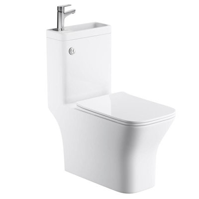 Aquarius SpaceSaver Integrated Square Toilet & Basin With Chrome Tap