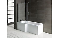 Aquarius Splash 1700mm x 700mm L/H L-Shape Shower Bath, Screen And Front Panel Set
