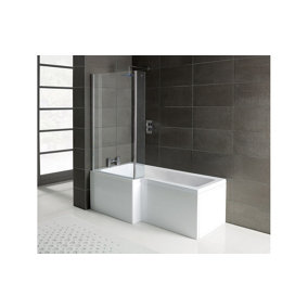 Aquarius Splash 1700mm x 700mm L/H L-Shape Shower Bath, Screen And Front Panel Set