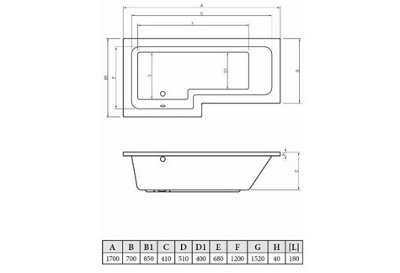 Aquarius Splash 1700mm x 700mm L/H L-Shape Shower Bath, Screen And ...