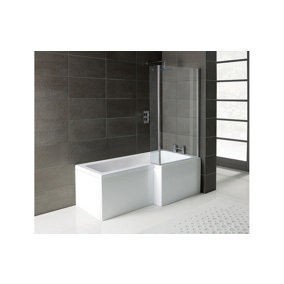 Aquarius Splash 1700mm x 700mm R/H L-Shape Shower Bath, Screen And Front Panel Set