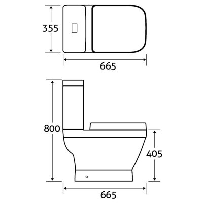 Aquarius Square Design Close Coupled Toilet with Soft Close Slim Seat