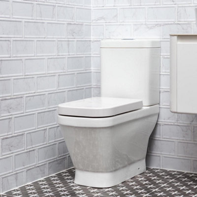 Aquarius Square Design Close Coupled Toilet with Soft Close Wrap Over Seat