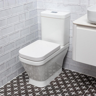 Aquarius Square Design Close Coupled Toilet with Soft Close Wrap Over Seat - 3
