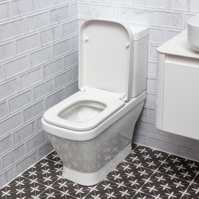 Aquarius Square Design Close Coupled Toilet with Soft Close Wrap Over Seat - 4