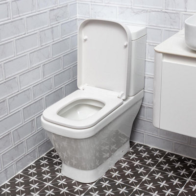 Aquarius Square Design Close Coupled Toilet with Soft Close Wrap Over Seat