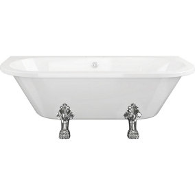 Aquarius Timeless Luxury Freestanding Back To Wall 2TH Bath With Chrome Lions Paw Feet 1700mm
