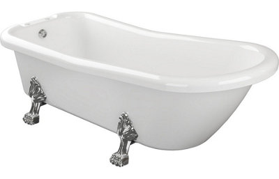 Aquarius Timeless Luxury Freestanding Slipper 2TH Bath With Chrome Lions Paw Feet 1530mm