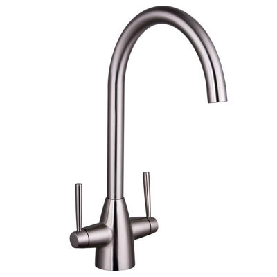 Aquarius TrueCook Series 15 Brushed Nickel Two Handle Kitchen Mixer Tap AQTK015BN