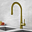 Aquarius TrueCook Series 9 Brushed Gold Pull Out Single Lever Kitchen Mixer Tap AQTK009BG