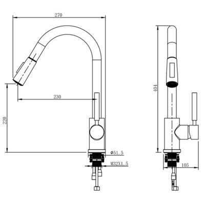 Aquarius TrueCook Single Lever Pull Out Kitchen Mixer Tap in Matt Black