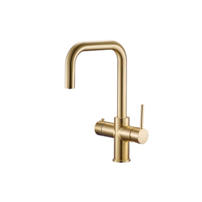 Aquarius TrueCook Square 4in1 Instant Boiling Water Kitchen Tap Kit Brushed Brass
