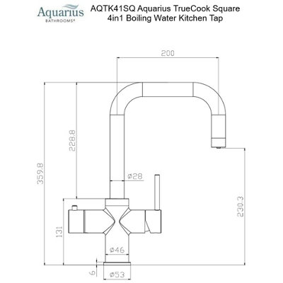 Aquarius TrueCook Square 4in1 Instant Boiling Water Kitchen Tap Kit Brushed Brass