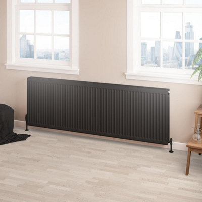 Aquarius Type 22 Compact Panel Radiator 600 x 1800 Matt Black AQ250201