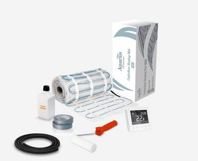 Aquarius Underfloor Heating Kit - 100w - 5sqm Mat - White Wi-Fi Thermostat