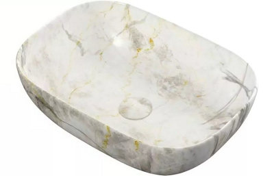 Aquarius V-Series 4 Luxury 0TH Vessel Wash Bowl 460mm White Marble Effect