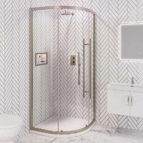 Aquarius Vantage Easy Clean Quadrant Shower Enclosure Brushed Brass 1000mm AQ495027