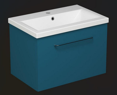 Aquarius Vault 600MM Single Drawer Vanity Unit and 1TH Basin Marine Blue