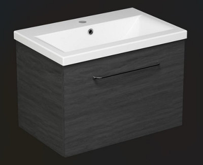 Aquarius Vault 600MM Single DrawerVanity Unit and 1TH Basin Steelwood