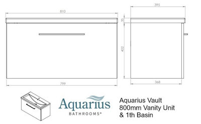 Aquarius Vault 800MM Single Drawer Vanity Unit and 1TH Basin Gloss Grey