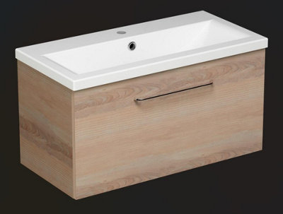 Aquarius Vault 800MM Single Drawer Vanity Unit and 1TH Basin Light Oak Price Comparisons | Compare The Build