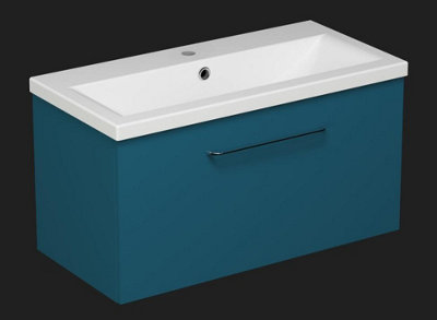 Aquarius Vault 800MM Single Drawer Vanity Unit and 1TH Basin Marine Blue Price Comparisons | Compare The Build