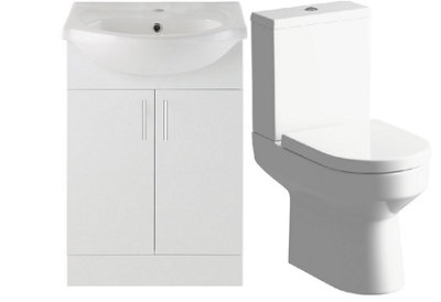 Aquarius View 650mm Vanity Unit and Close Coupled WC Toilet Set AQVW2562