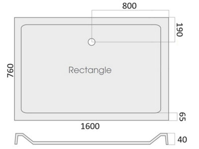 Aquarius Vital 1600 x 760mm Rectangle Shower Tray and Waste AQVT.STG - 4