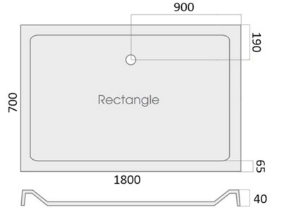 Aquarius Vital 1800 x 700mm Rectangle Shower Tray and Waste AQVT.XHR - 4