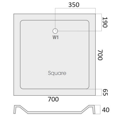 Aquarius Vital 700 x 700mm Square Shower Tray and Waste AQVT.XHA - 4