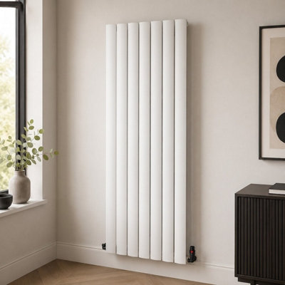 Aquarius Wave Single Panel Vertical Radiator in White - 1800 x 565mm
