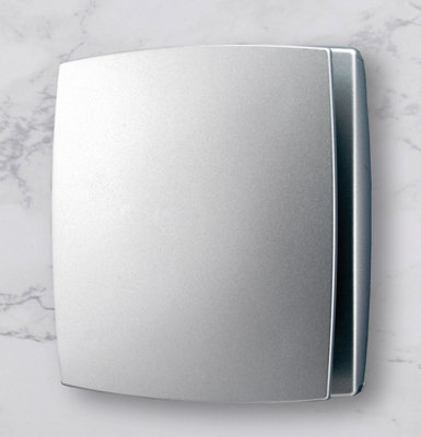 Aquarius Whispering Wind Wall Mounted Bathroom Fan With Timer & Humidity Sensor Matt Silver AQ314B