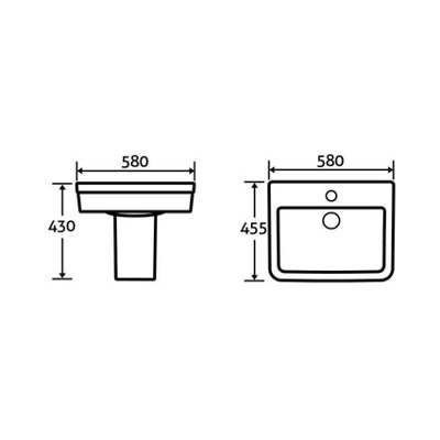 Aquarius White Ceramic Bathroom Basin Sink & Semi Pedestal with 1 Tap Hole