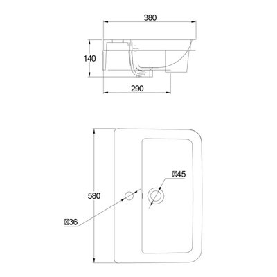 Aquarius White Ceramic Bathroom Semi Recessed Basin Sink with 1 Tap Hole