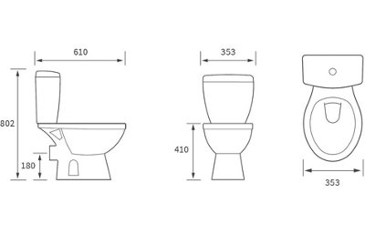 Aquarius Willow Open Back Close Coupled WC Toilet With Soft Close Seat AQWW0216